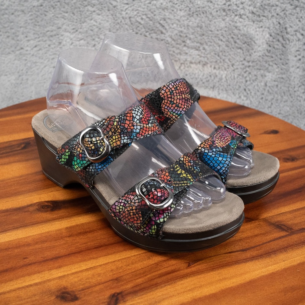 Dansko Sophie Slide Sandal Stained Glass Leather Size 39